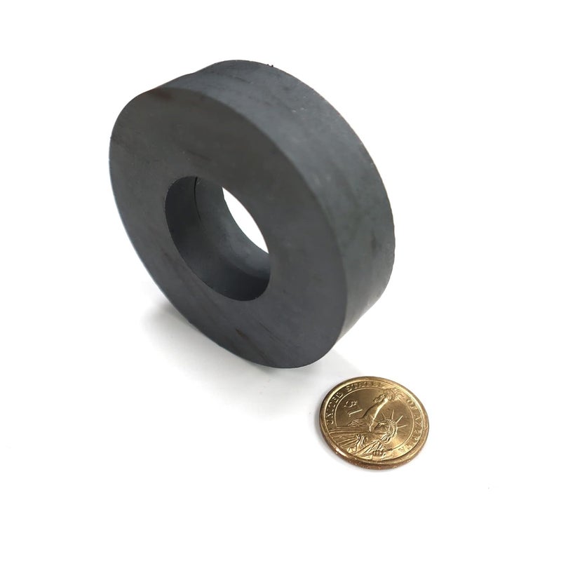 Burnur Large Ceramic Donut Magnets - 2.87" OD, 1.26" ID x 0.4" Thick - Ferrite Ring Magnets for Industrial & DIY Projects (Pack of 2) - Image 2
